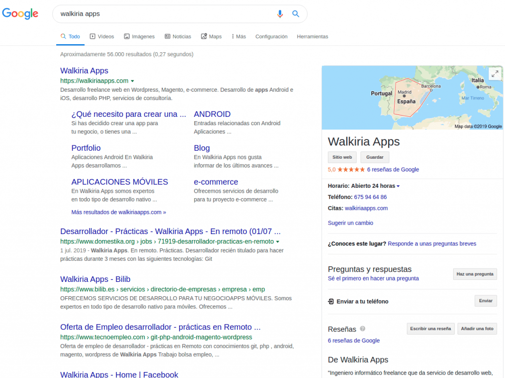 Captura de pantalla que muestra la potencia de Google Business si se aprovecha bien.