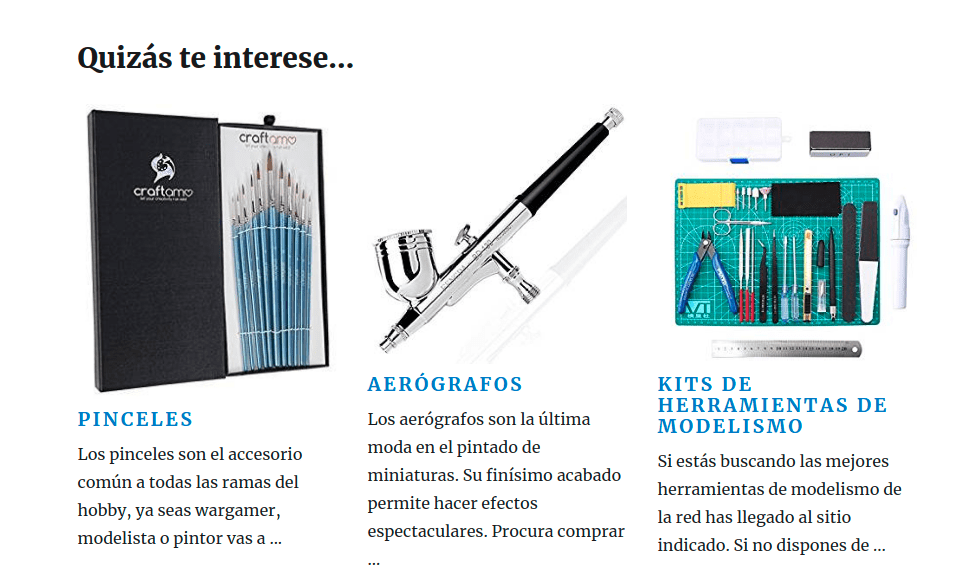 Captura de pantalla de la parte inferior de la página cajas de herramientas de modelismo donde se sitúa el interlinking.