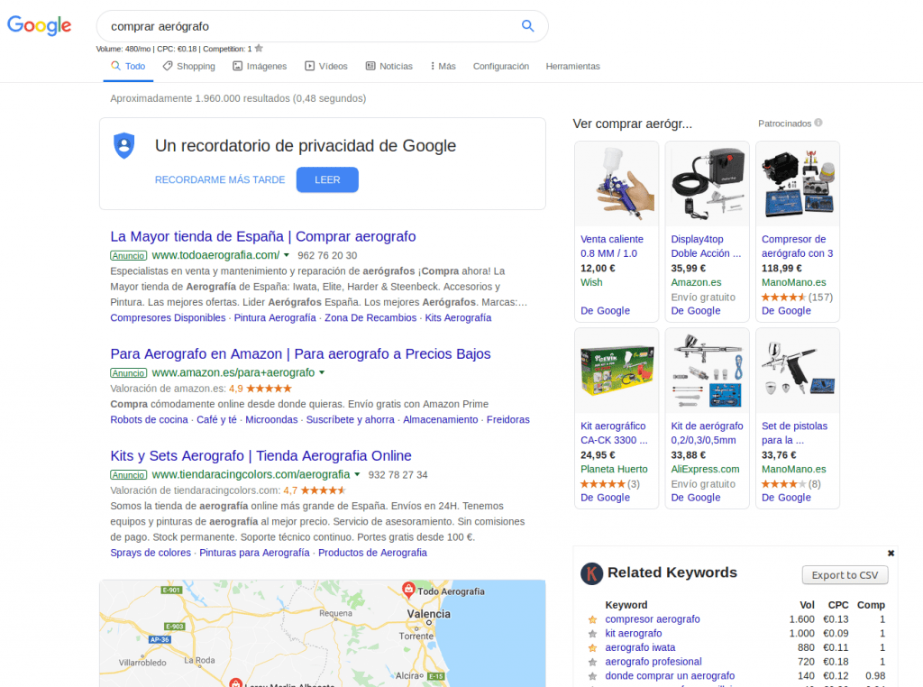 Imagen de los resultados de búsqueda para "comprar aerógrafo" en España