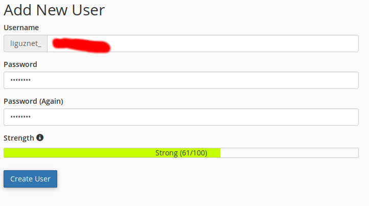 Crear un nuevo usuario en la base de datos del nuevo hosting