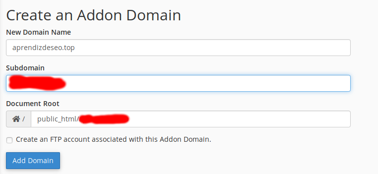 Cómo crear un addn domain para la migración de una web a otro hosting
